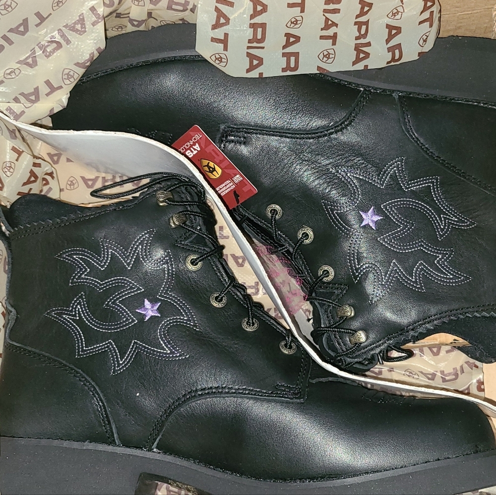 Ariat ProBaby Lacer Boots Black Deertan Women's 11